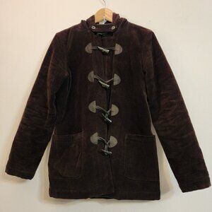 Ralph Lauren Vintage Jacket Hoodie Corduray Toggle Buttons Brown Women S Flaw